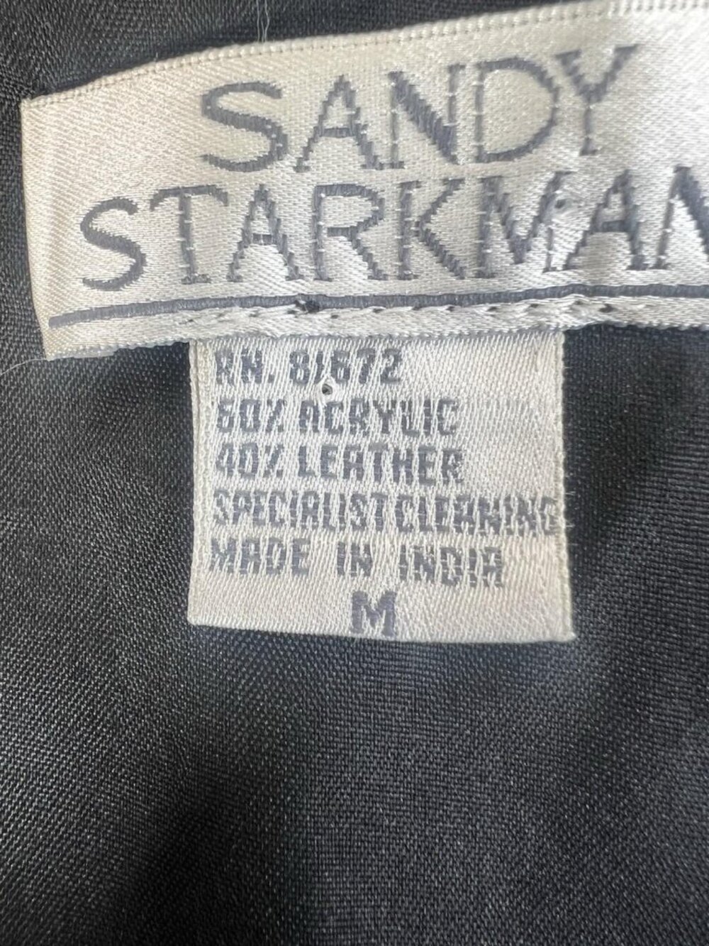 vtg Sandy Starkman suede trim knit box shape western rodeo cropped cardigan sz M - Picture 8 of 8